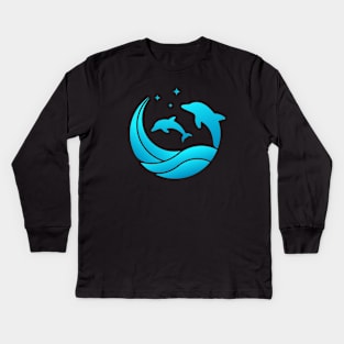 Night Dolphins Kids Long Sleeve T-Shirt